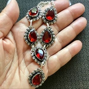 Garnet Gemstone Drop Necklace Victorian style